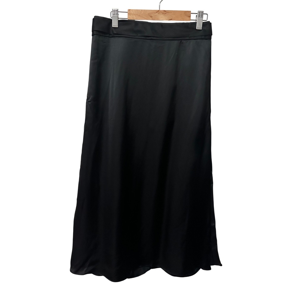 COS Silky Satin Black Midi Skirt Size 6‎ Quiet Luxury Modern Minimalist Flaw